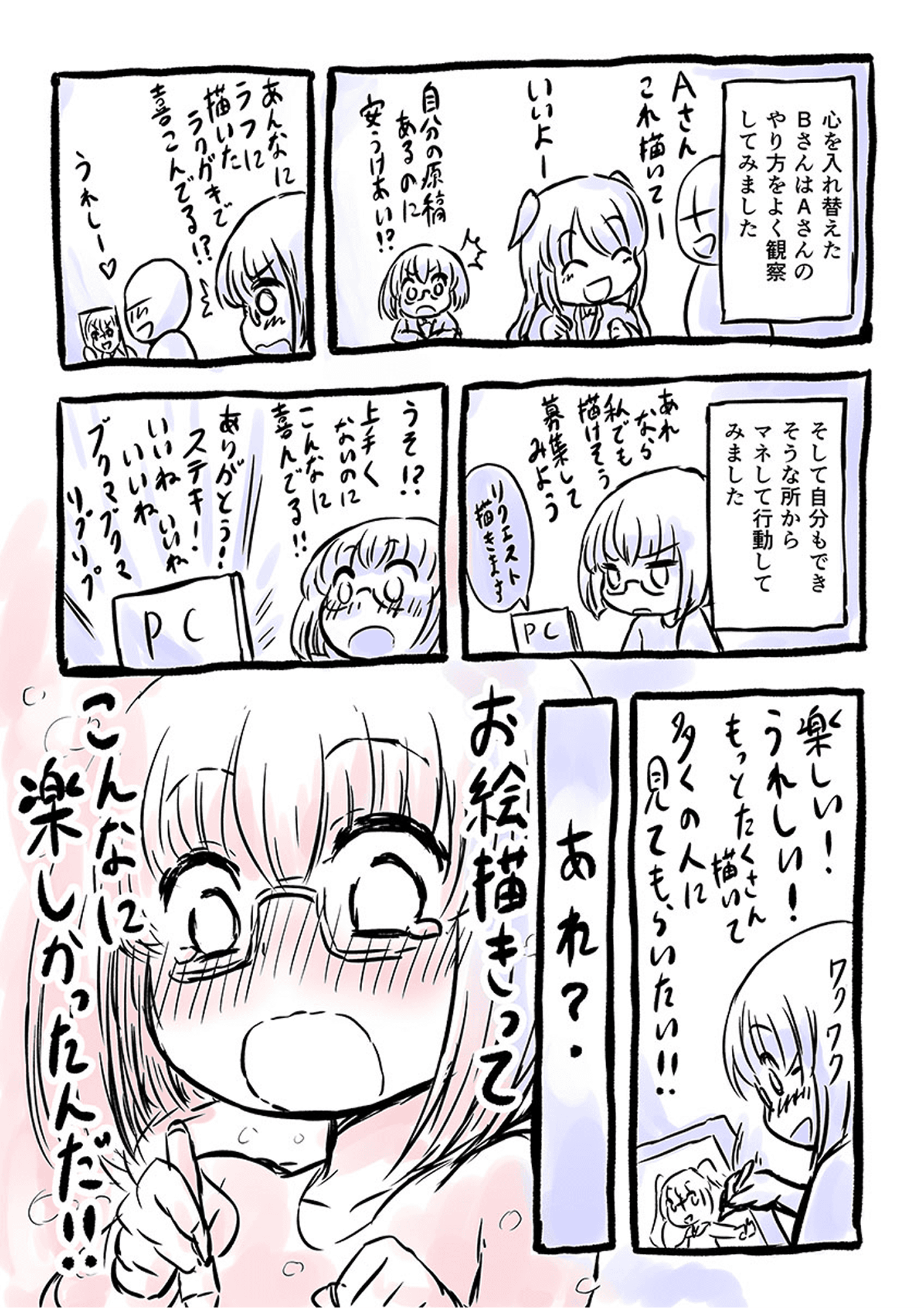 絵が上手くなったＡさんとならなかったＢさんの画像