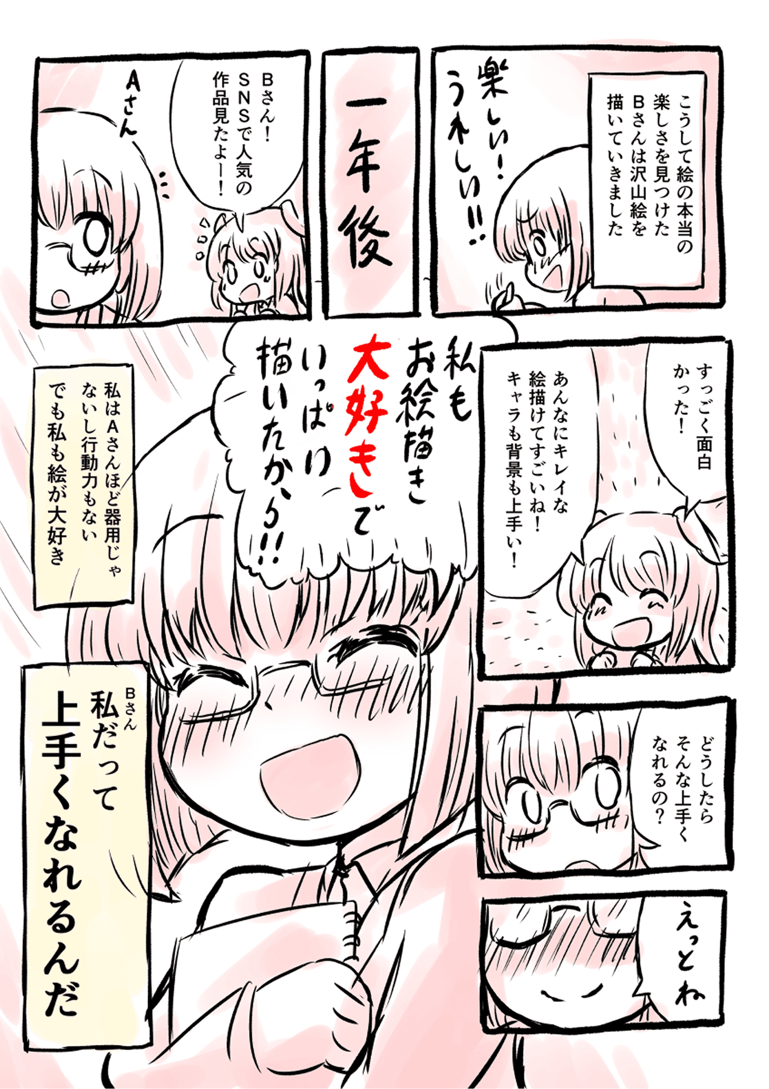 絵が上手くなったＡさんとならなかったＢさんの画像