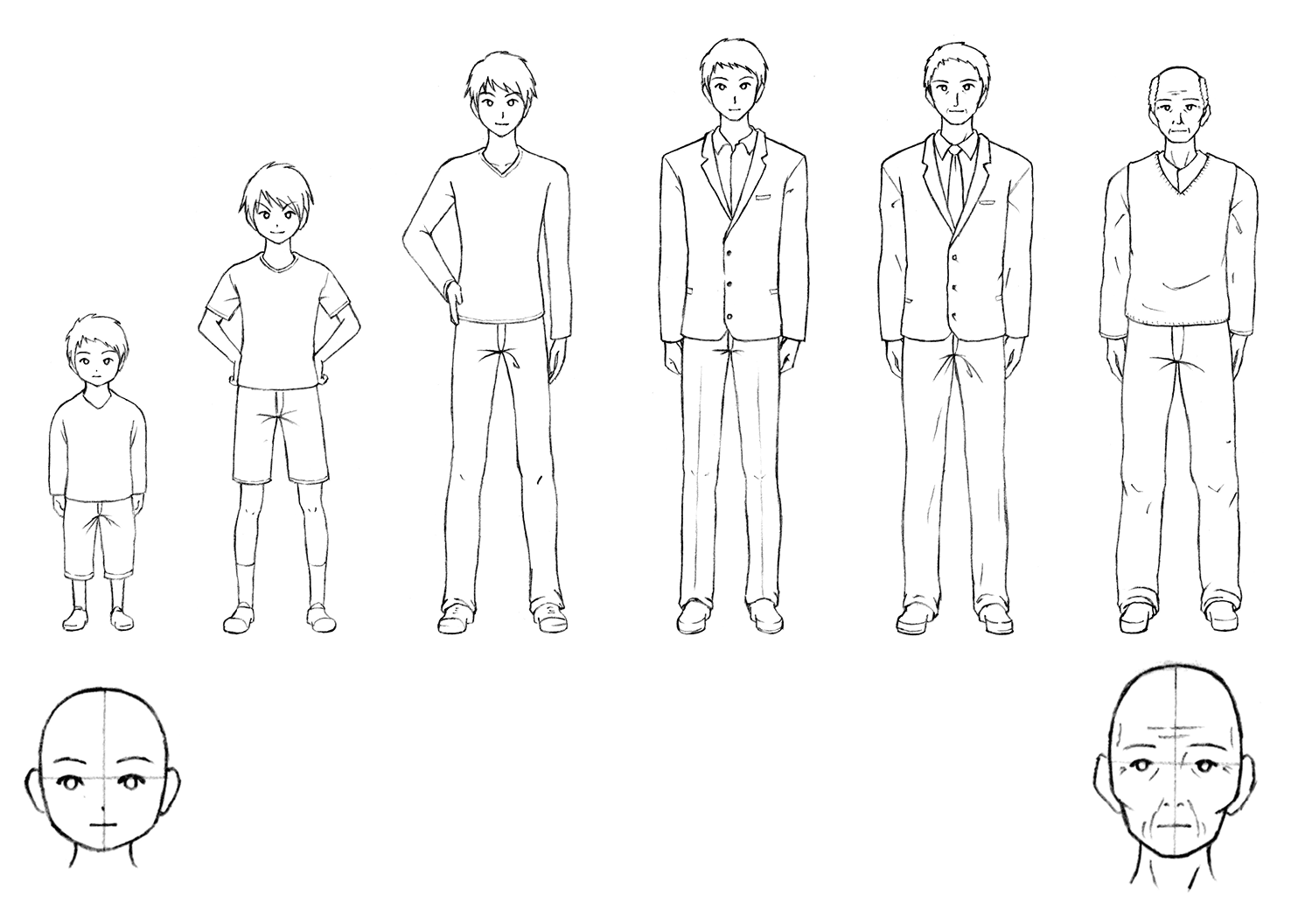 年齢の描き分けの画像